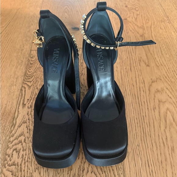 Versace Shoes - Versace Black and Gold Women's Heels